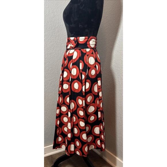 H&M Tribute to Marimenko Full Pleated Skirt Sz 4 Geometric Black Orange Ivory - Picture 9 of 16